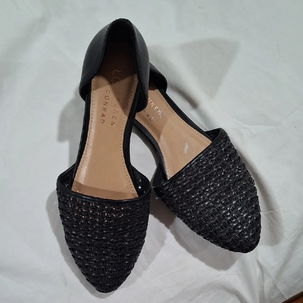 LC Lauren Conrad Women's Black Textured Loafers Size 6